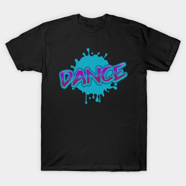 Dance Graffiti Art Fresh look Retro Blue Teal Purple Gradient T-Shirt by Inspire Enclave